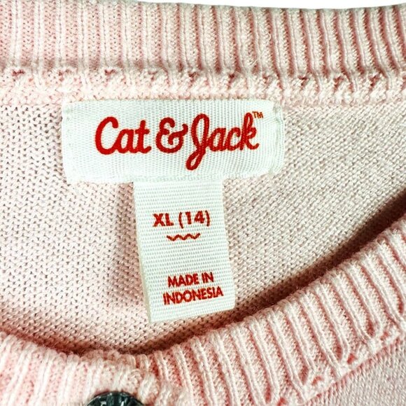 Cat & Jack Girls Light Pink Button-Front Cardigan Size  XL (14) - Picture 3 of 7